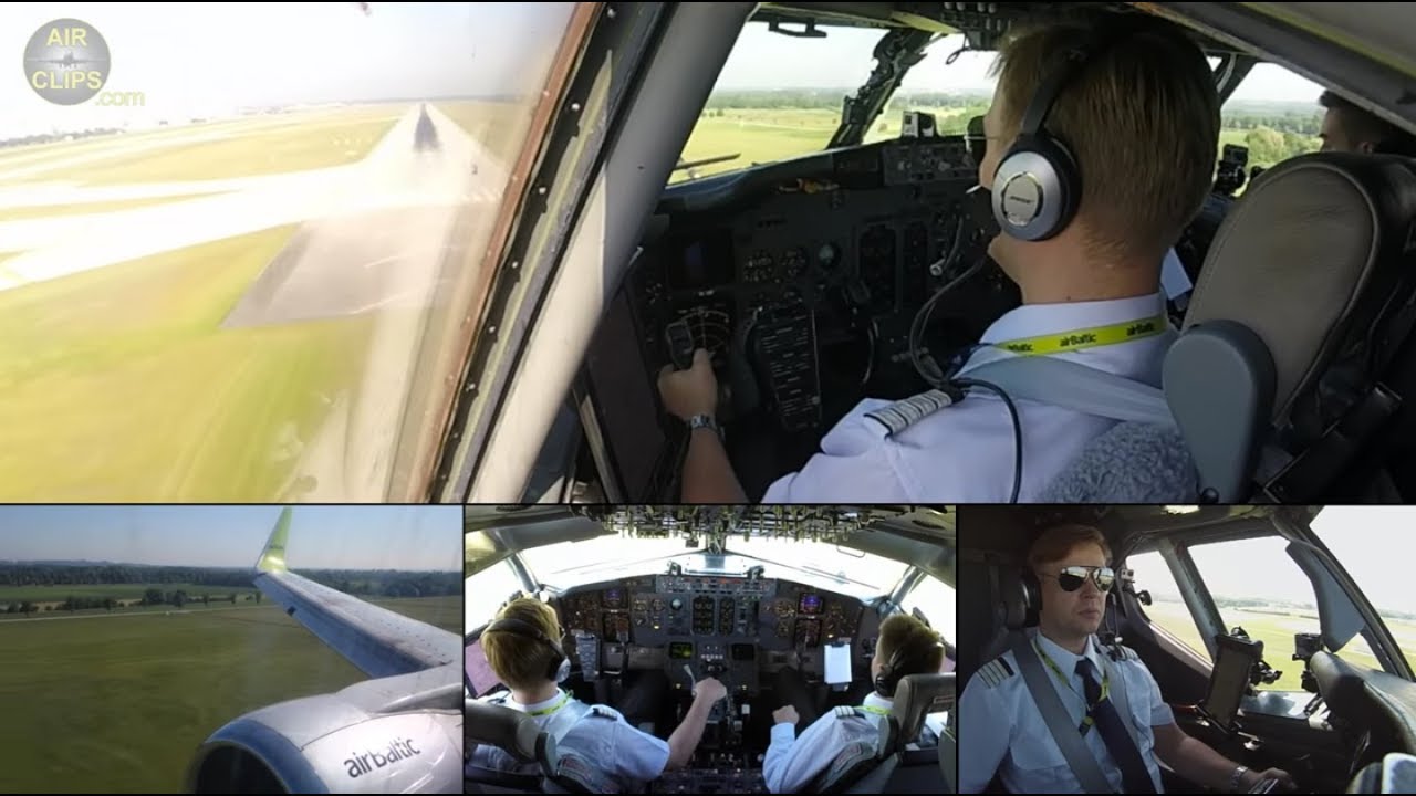CLASSIC Boeing 737-300 ULTIMATE COCKPIT MOVIE Riga-Munich, Air Baltic [AirClips full flight series]