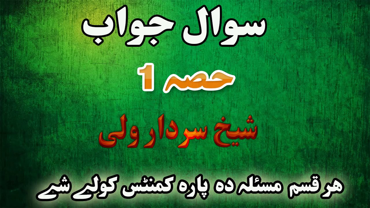 Pashto bayan islamic bayan sawal jawab سوال جواب part 1 by shaikh sardar wali