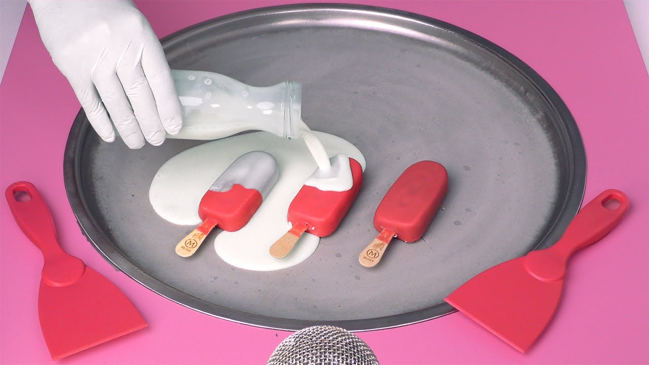Ice Cream ASMR | how to make Magnum to Ice Cream Rolls | Magnum Ice Cream - Triple Ruby Popsicles