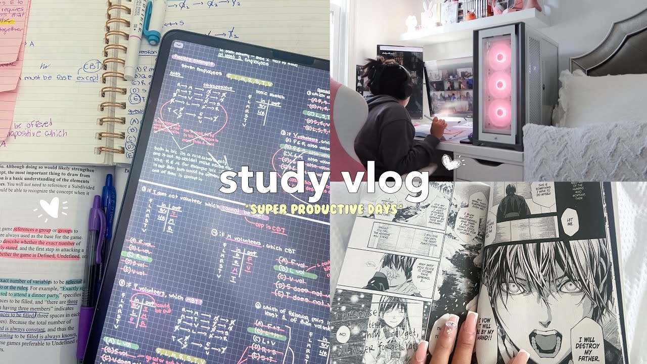 study vlog🍓 productive school days in my life, lots of studying, pre-law student