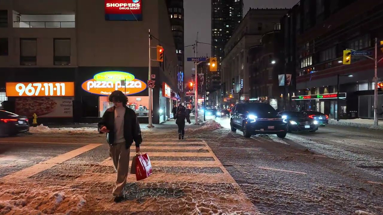 Toronto Blizzard Night Walk 4K POV | Yorkville High-End Shopping Streets in January