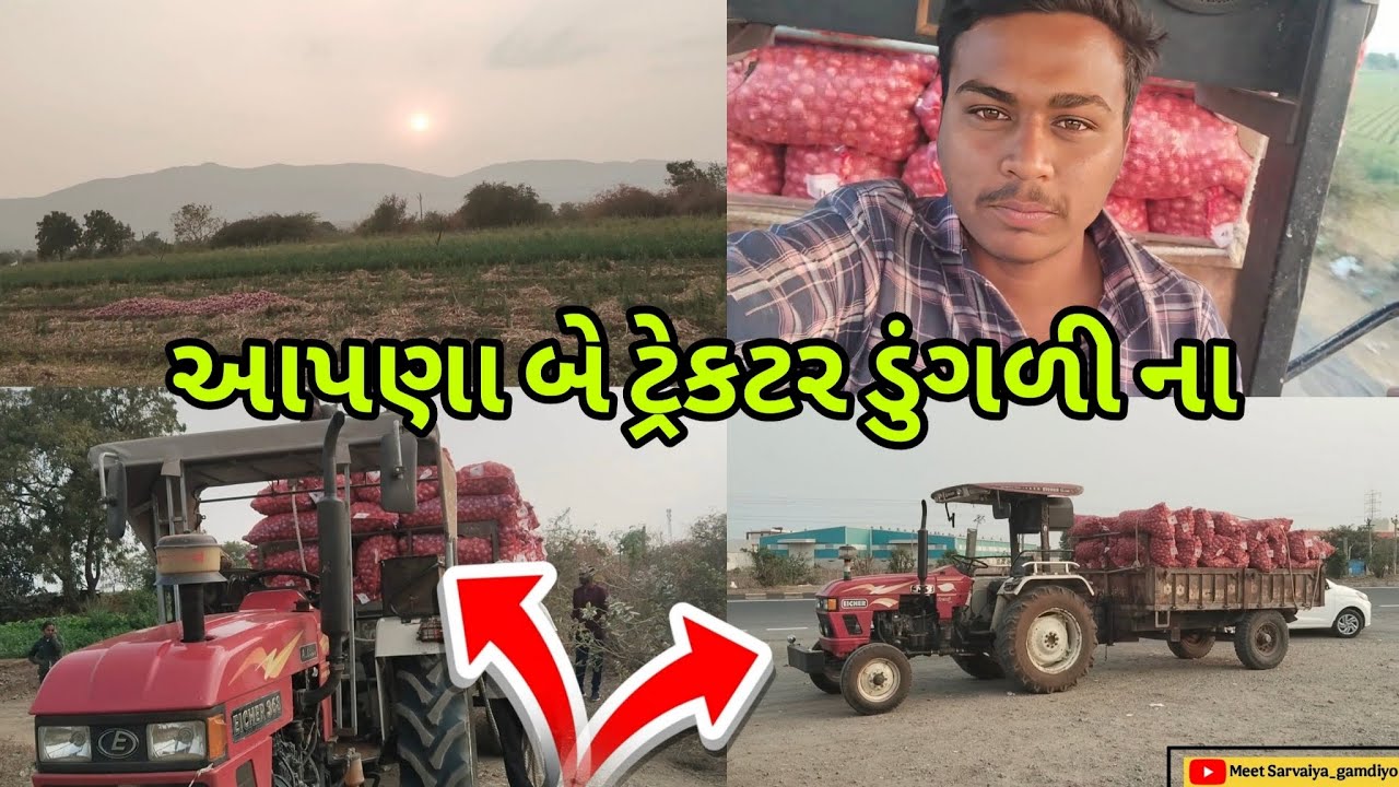 આપણા બે ટ્રેકટર ડુંગળી ના #desivlog #gujrati #khedut #ટ્રેકટર #tractor 