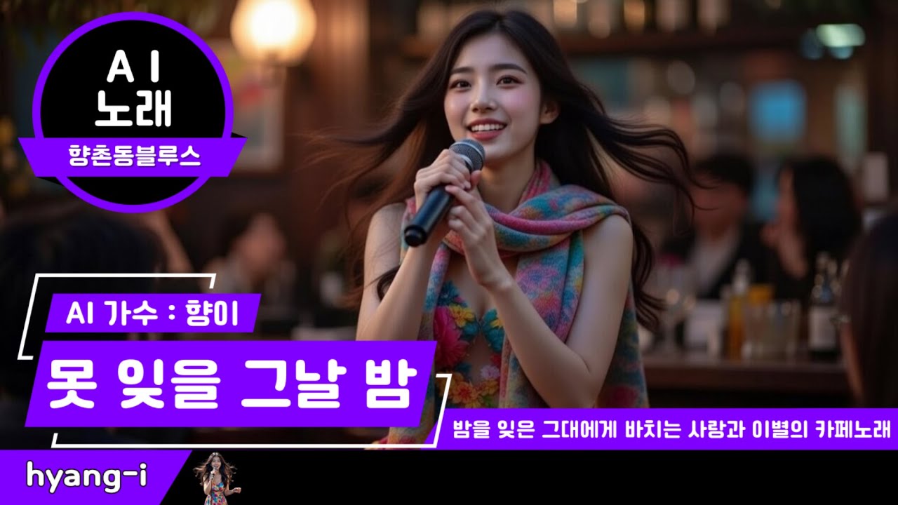 AI 노래 / 못 잊을 그날 밤 (영상) / AI 가수 #향이 / 작사 조용한 / 작곡 #suno AI / 저작권 - #향촌동블루스 / #ai노래 #ai가수 #ai노래만들기