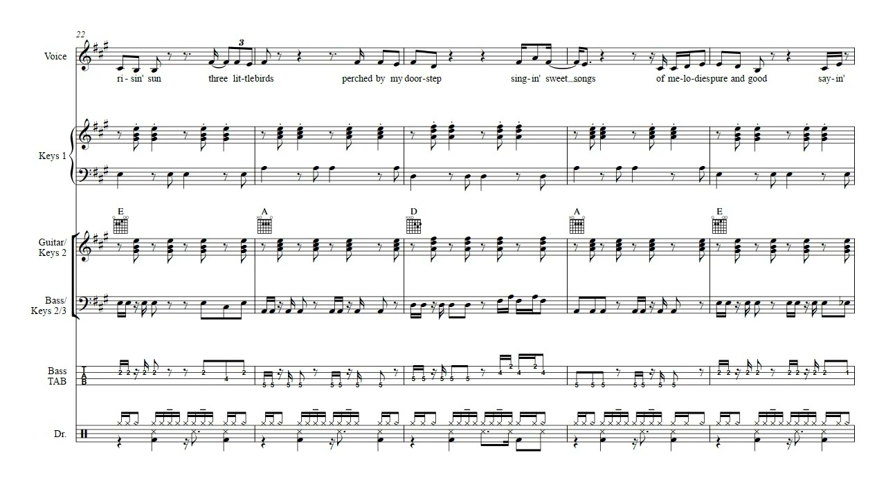 Three Little Birds Sheet Music