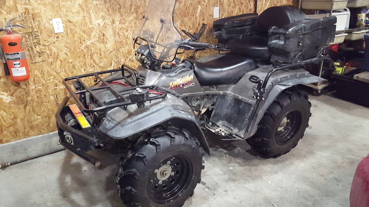 1997 Suzuki King Quad 300 -  front wheel mod & walk around
