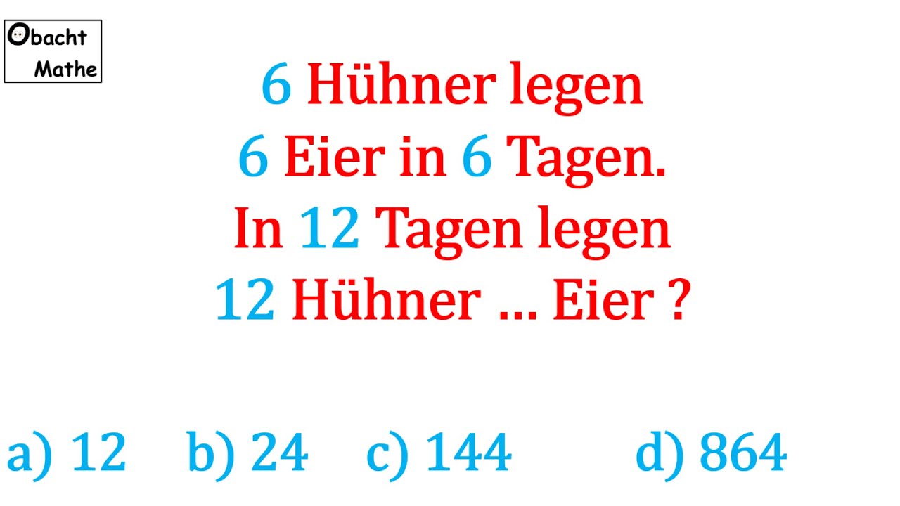 👀 Mathe Basics #26 👀 Logikaufgabe: H&uuml;hner und Eier | Hast DU Mathe wirklich verstanden | ObachtMathe