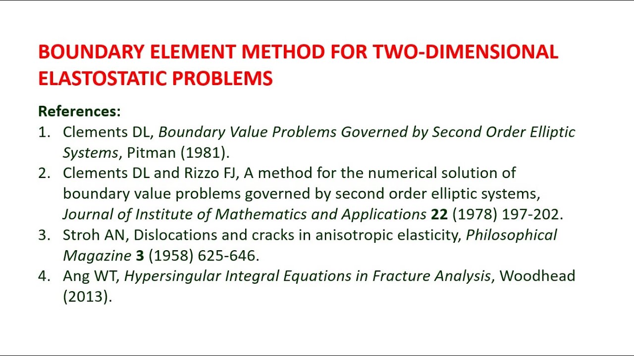 Boundary element method for two-dimensional elastostatic problems