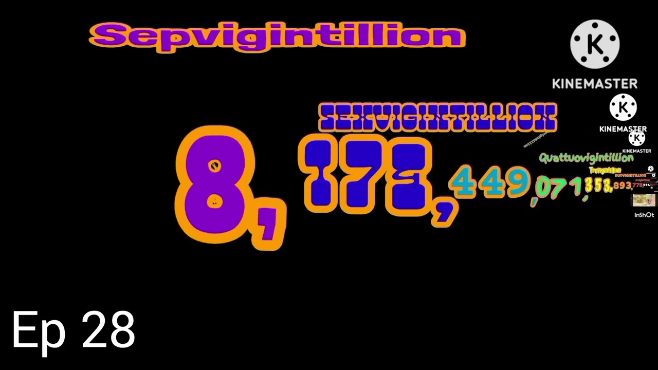 Numbers 0 to 1 trigintillion with sound effects 