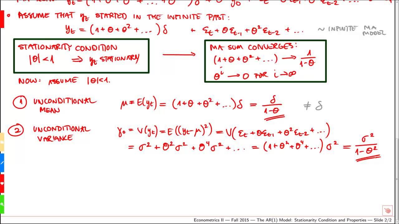 The AR(1) Model - Stationarity Condition and Properties Given Stationarity