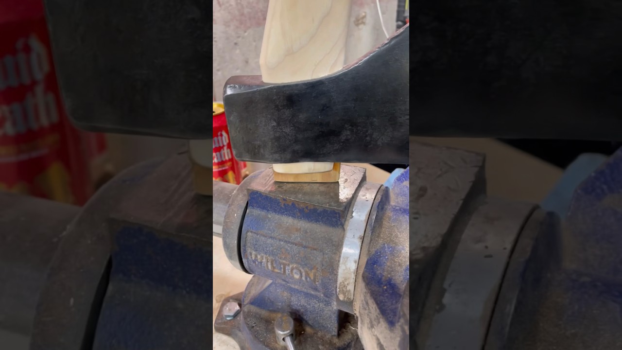 Plumb National Axe - Wedge drive - #axe #handmade #satisfying #stumptownaxes