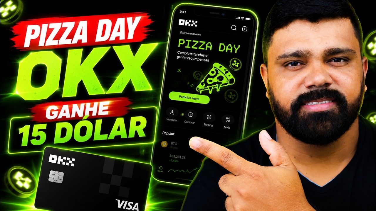 NOVA CAMPANHA IN&Eacute;DITA $15 D&Oacute;LAR PIZZA DAY ( OKX ) COMO USAR TUTORIAL COMPLETO!