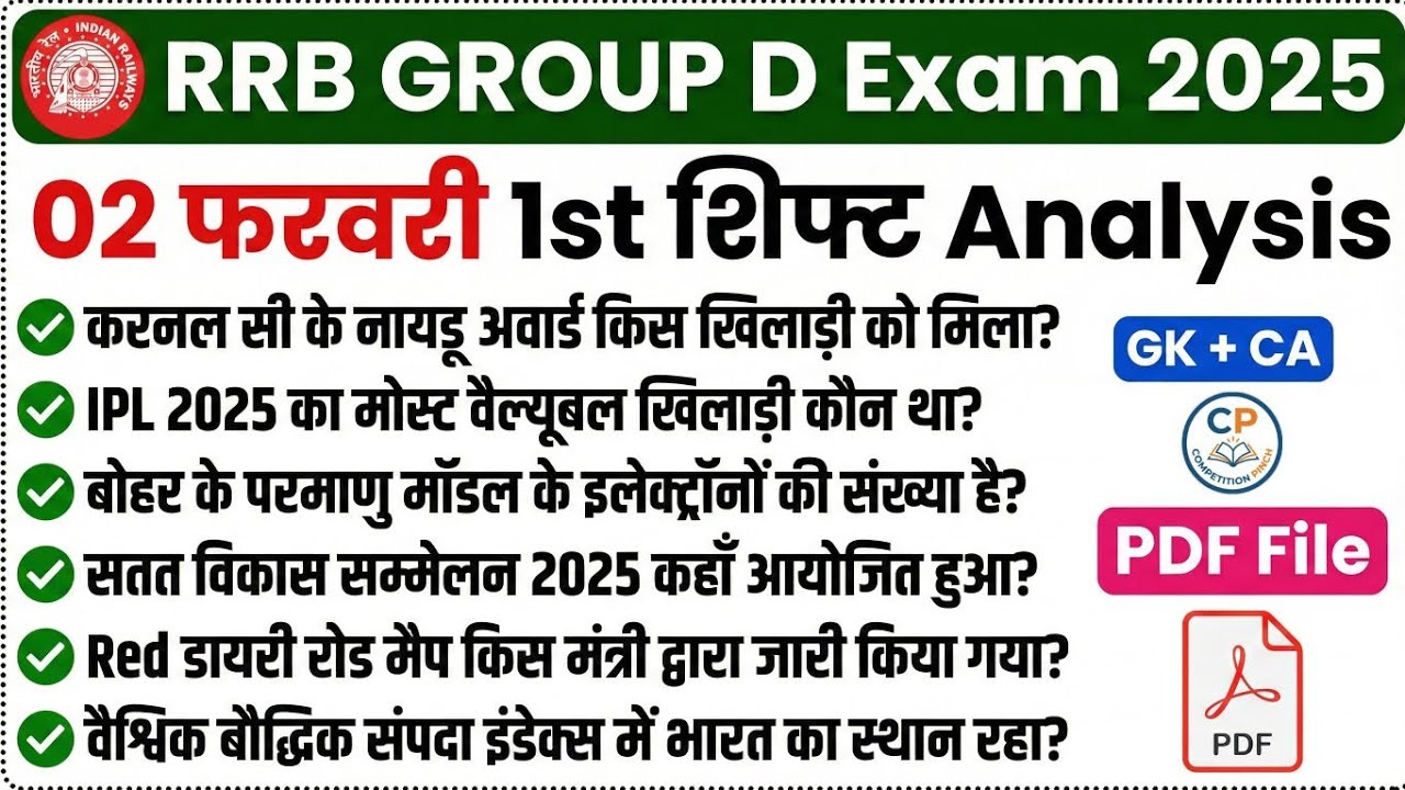 RRB Group D 02 Feb 1st Shift Analysis | देख लो कैसा आया पेपर! 🔥 | 100% Real Questions & Answer Key