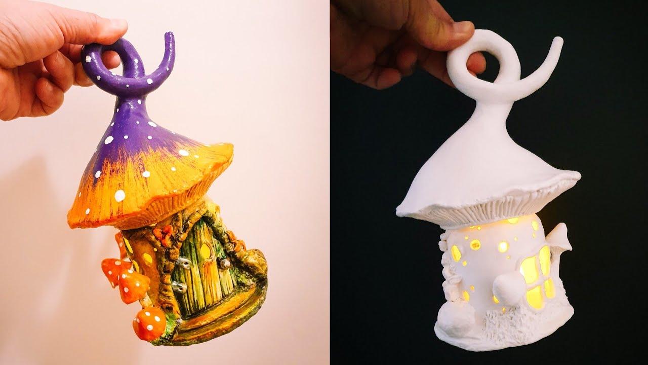 Easy Mushroom Fairy House Jar DIY Lantern & Ring Holder - Air Dry Clay Tutorial #3