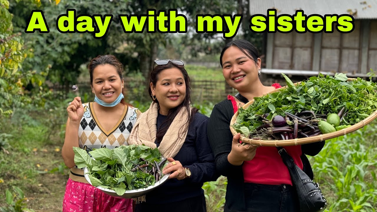 Collecting organic vegetables with sisters village vlog Arunachal Pradesh