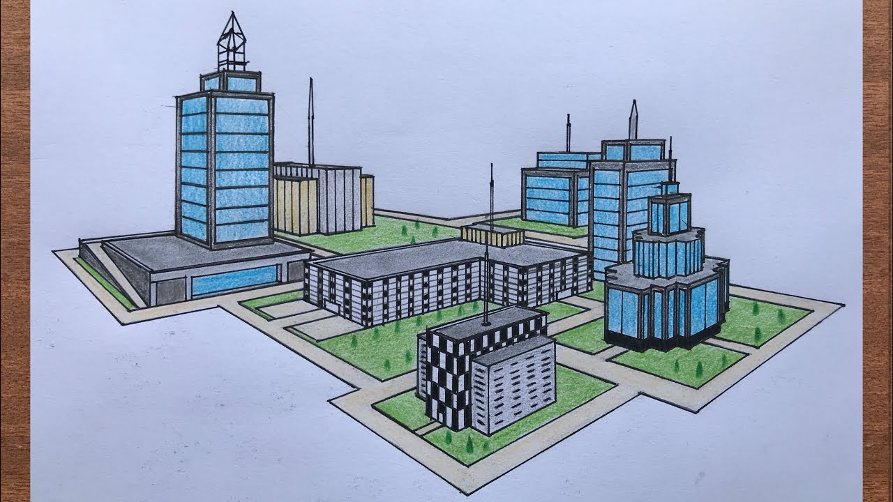 How to Draw a Town in 2-Point Perspective