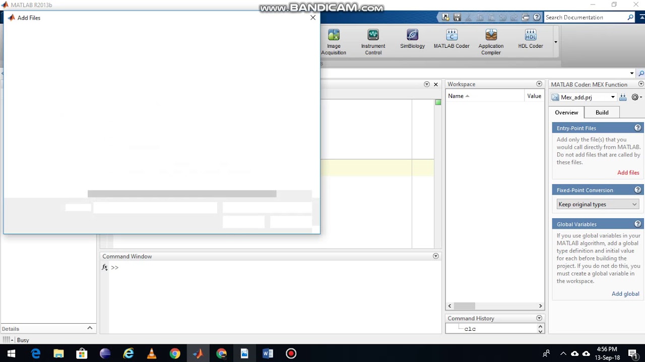 Mex file Generation using MATLAB tool