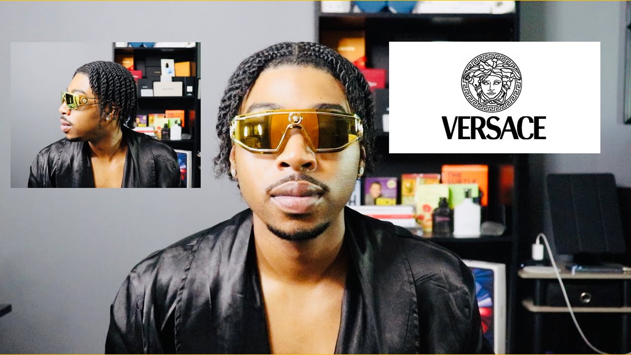 Солнцезащитные очки Versace VE2226 Gold Shield с зеркальными линзами 45 мм. Обзор + примерка‼️