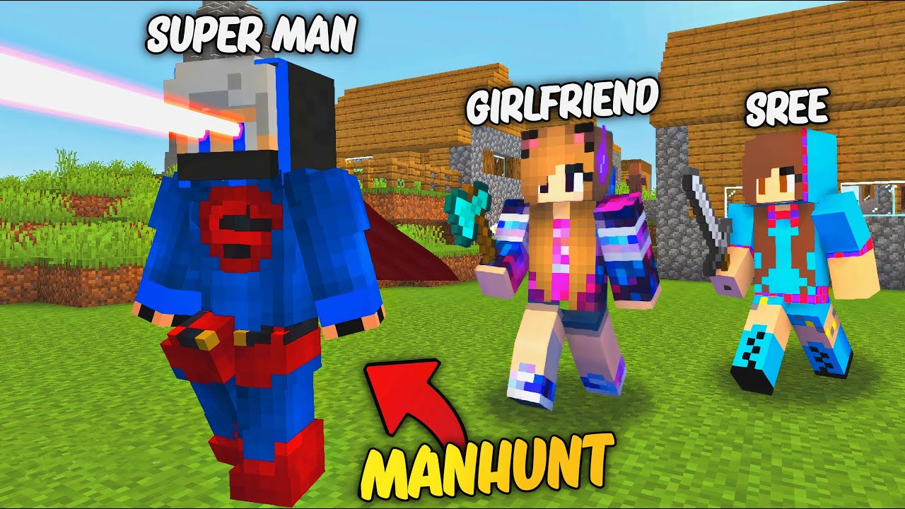 Superman : SPEEDRUNNER vs HUNTER With My Girlfriends in Minecraft...