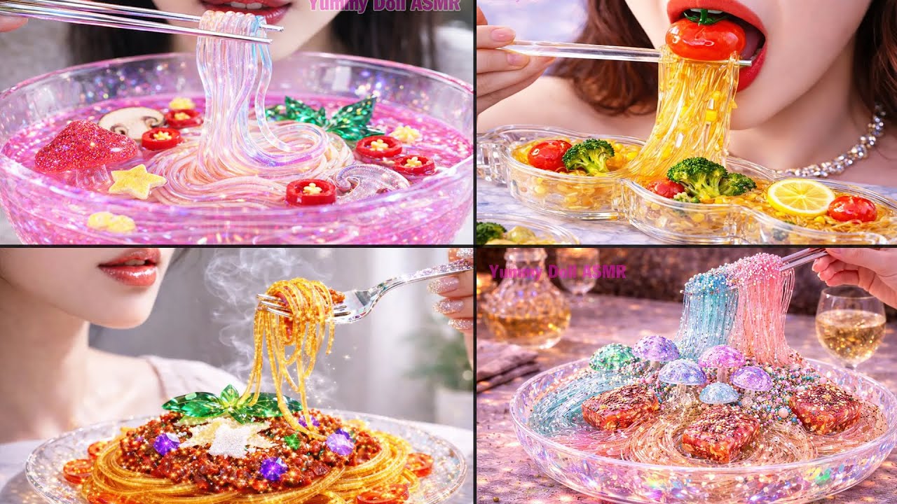 A collection of the strangest glass noodle dishes ever - incredibly satisfying ASMR 😳