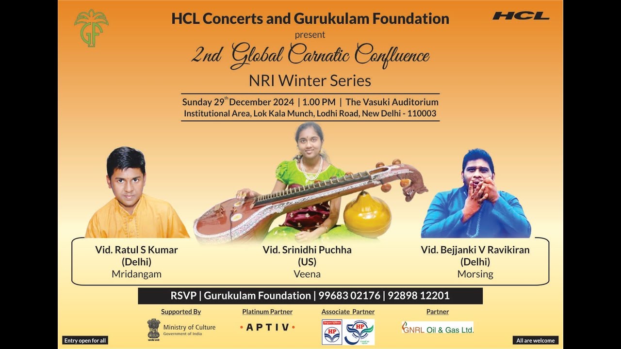 HCL Concerts and Gurukulam Foundation|Global Carnatic Confluence|NRI Series 2024-25