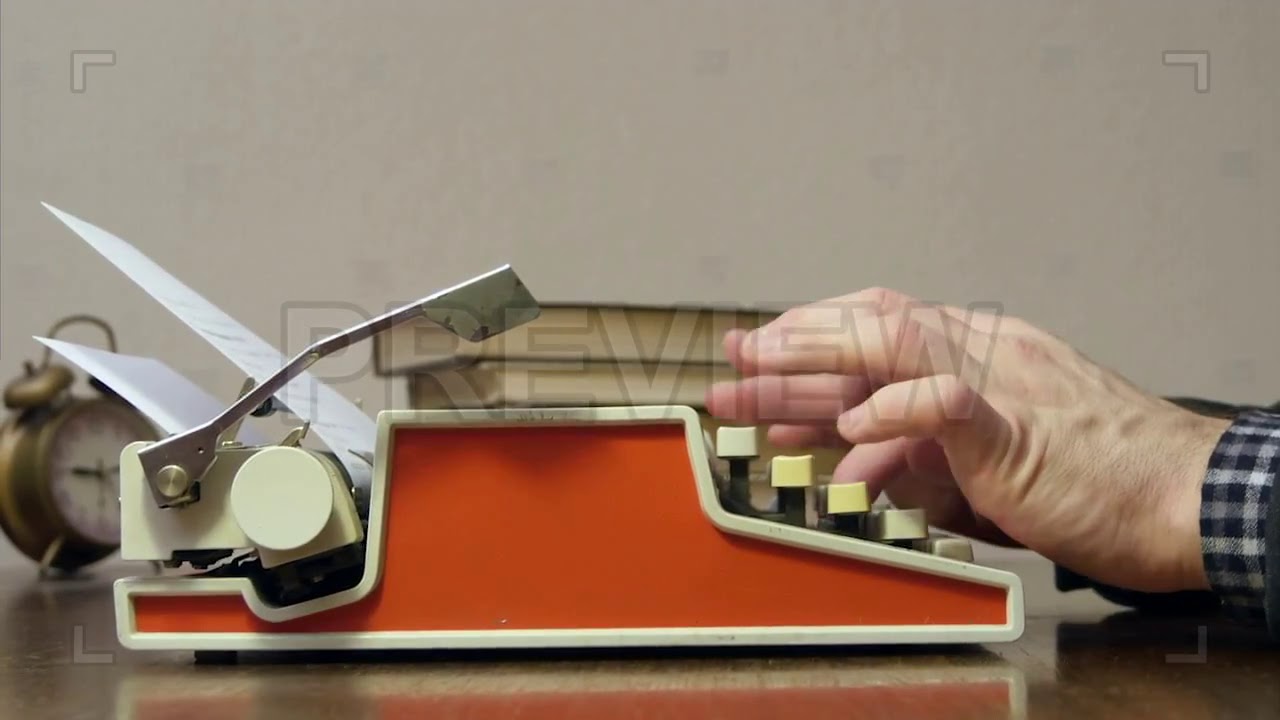 Man Using Old Typewriter Stock Video