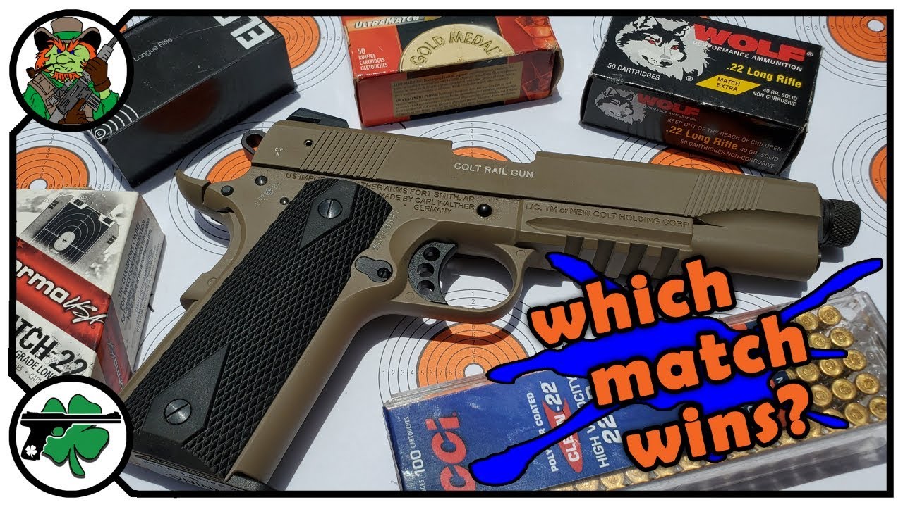 Colt Rail Gun 1911 22LR Match Ammunition Testing