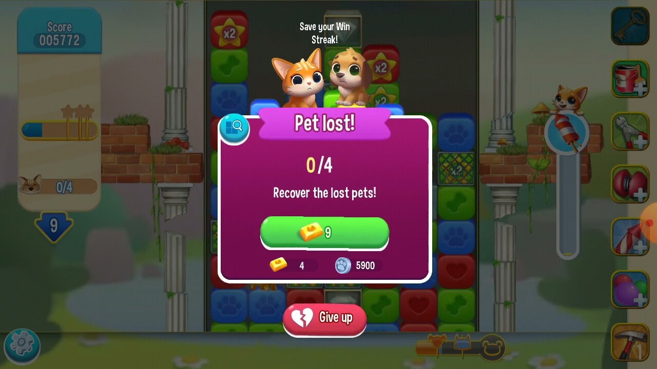 Pet Rescue Saga Level Failed Out of Moves, Pet Lost and Out of Combinations New Games 💔