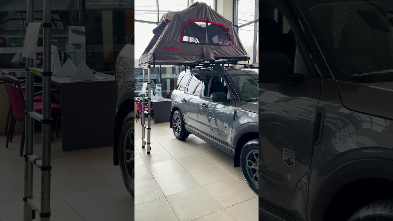2021 Ford Bronco equipped with a tent and awning