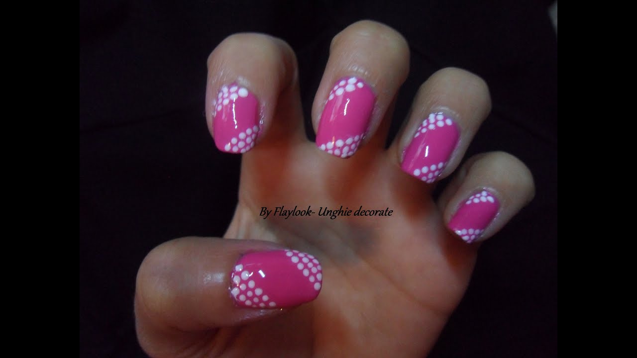 Video tutorial #12 Nail art con smalto fuxia e puntini bianchi;) by Flaylook
