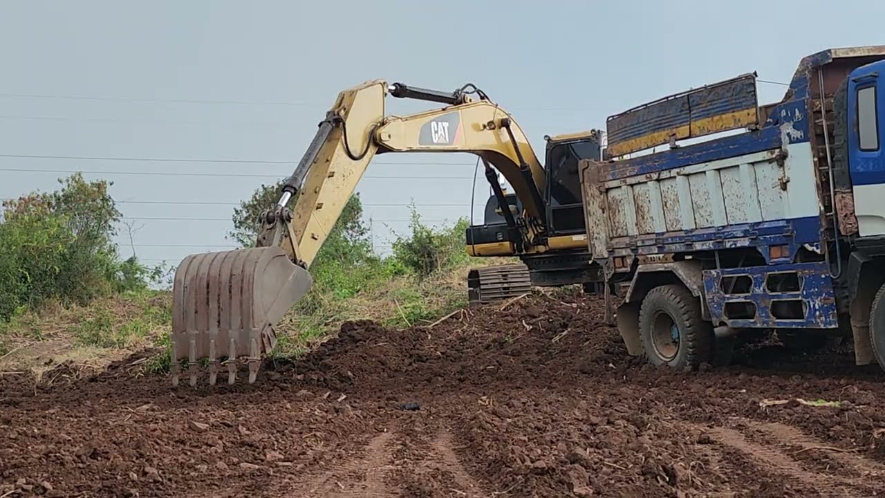  CAT 320 Excavator Loading Soil into Trucks | Extreme digging Construction  #Day109