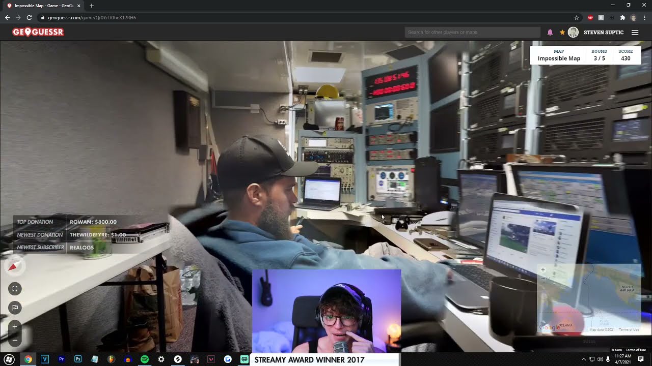 Stebon finds DK's stream in Geoguessr