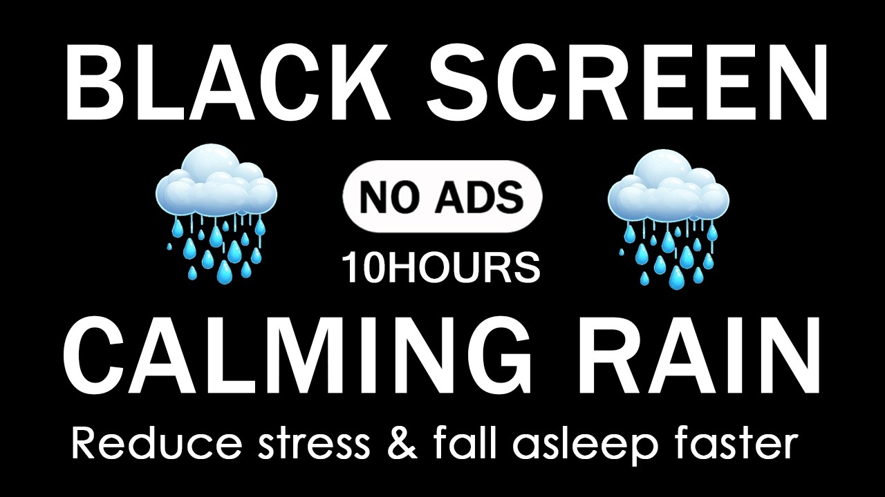 Rain Sounds for Deep Sleep | Calm Night Rain for Relax & Stress Relief | Black Screen 10H