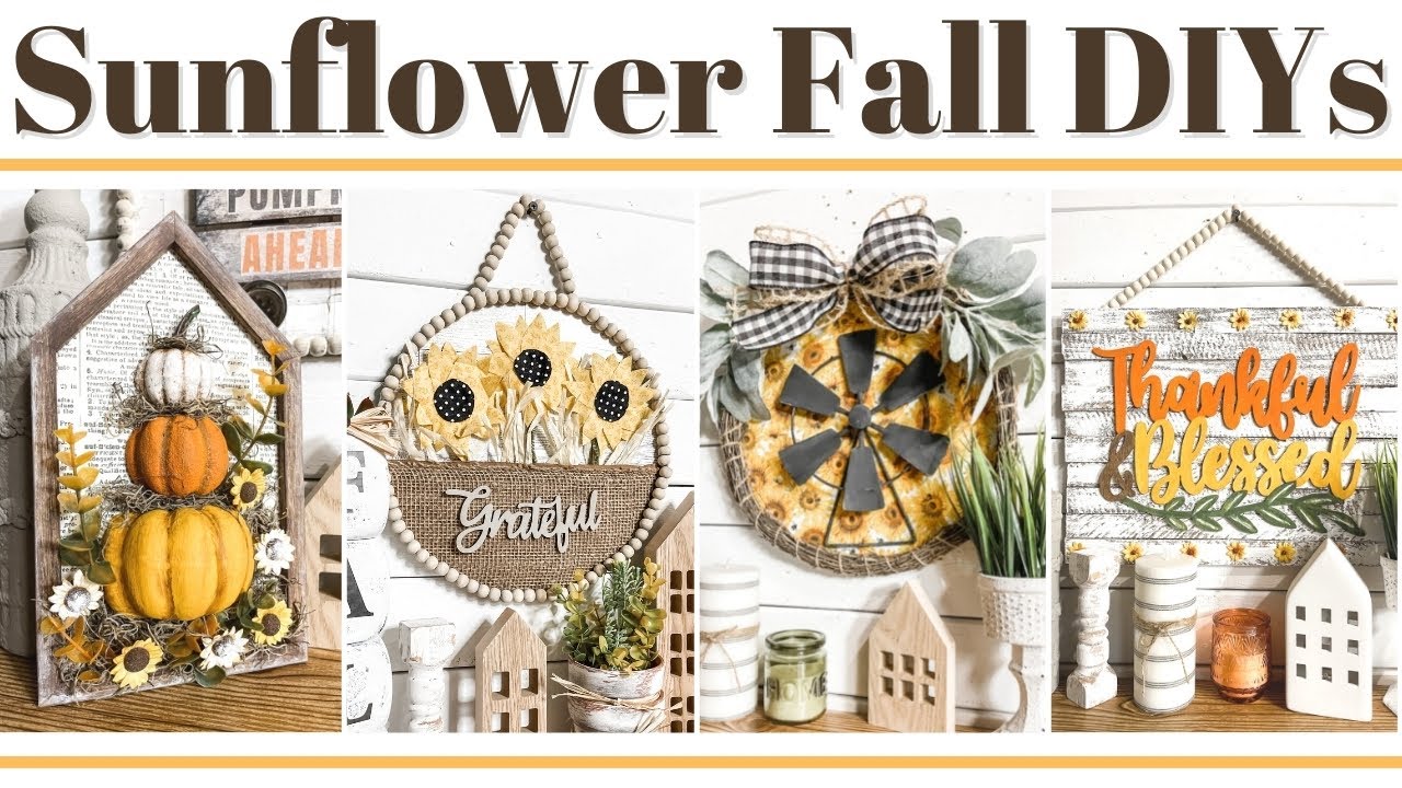 🍁  Dollar Tree FALL Sunflower Decor DIYs - MUST SEE!