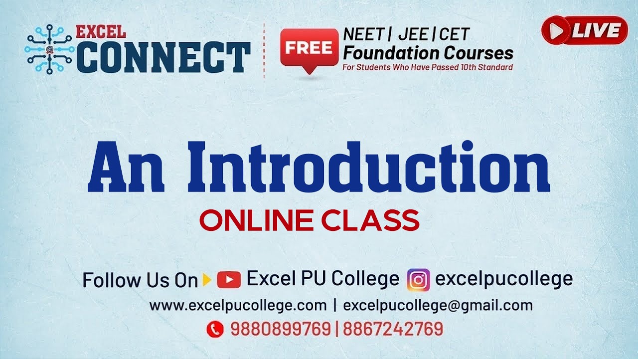 Excel Connect Foundation Course || Introduction Part || EXCEL PRE UNIVERSITY COLLEGE