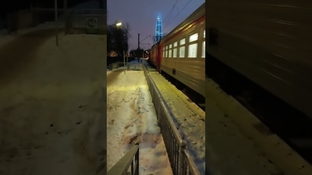 Эт2м 097 Прибывает на станцию Лахта #поездавидео #trainspotting #train #тэп70 #эд4м #railway #поезд
