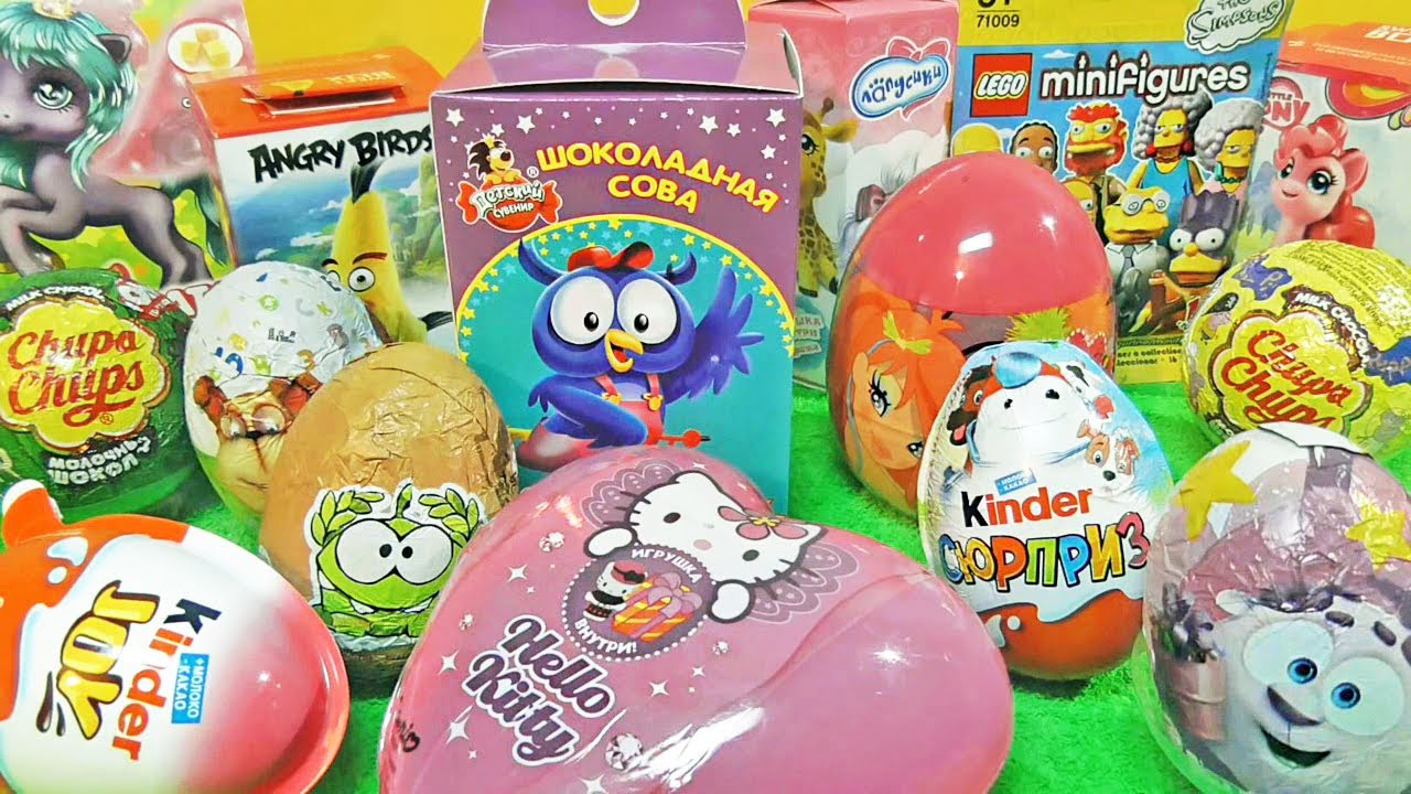 15 Киндер Сюрпризов,Unboxing Kinder Surprise Смешарики, My little pony,Свинка Пеппа,Angry Birds,Lego