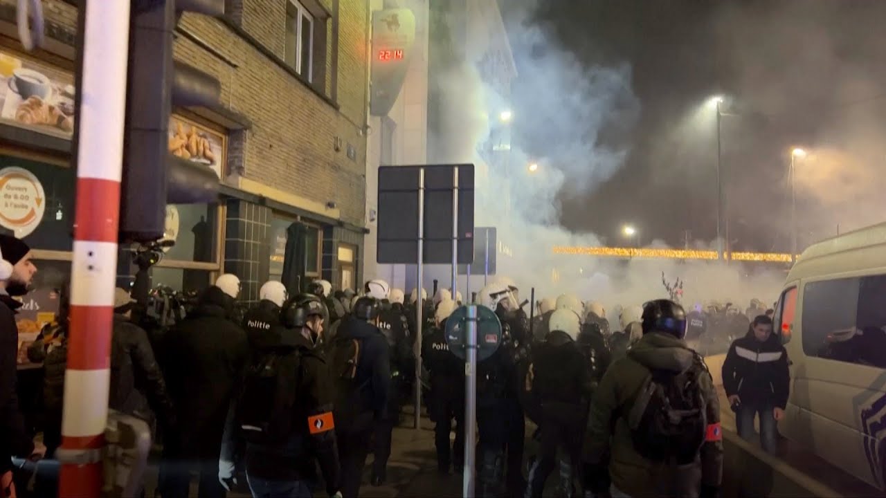 Moroccan fans clash with police in Brussels after World Cup defeat