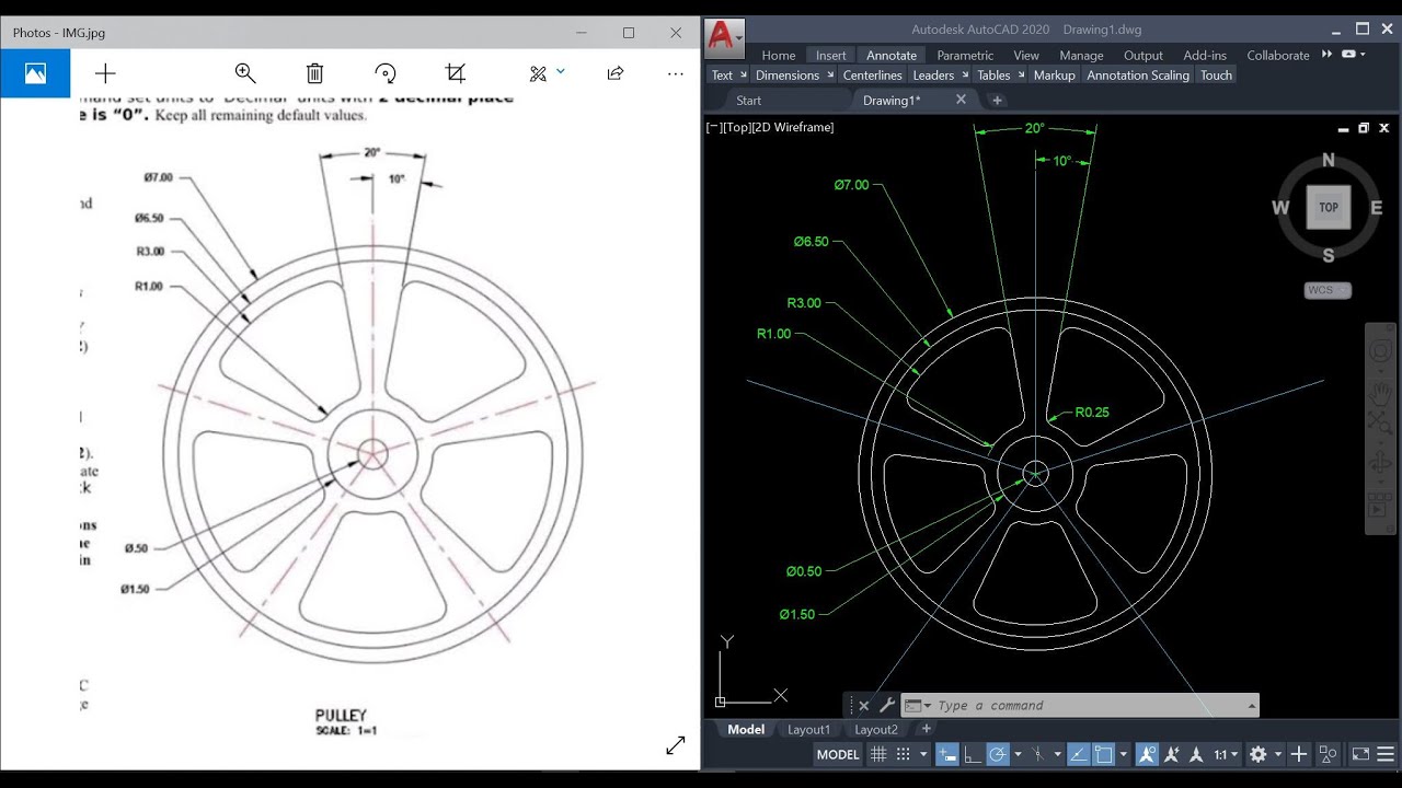 Autocad 2D Drawing Practice | How to Draw a Pulley in Autocad 2D in Just Minutes. Just 6 Steps !