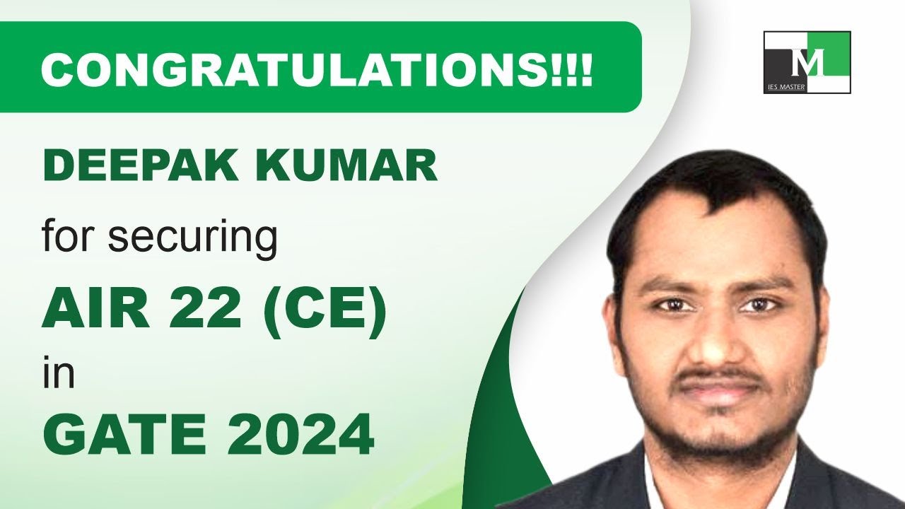 GATE 2024 Topper | Deepak Kumar AIR-22 Civil Engineering | IES Master Student | Toppers Talk