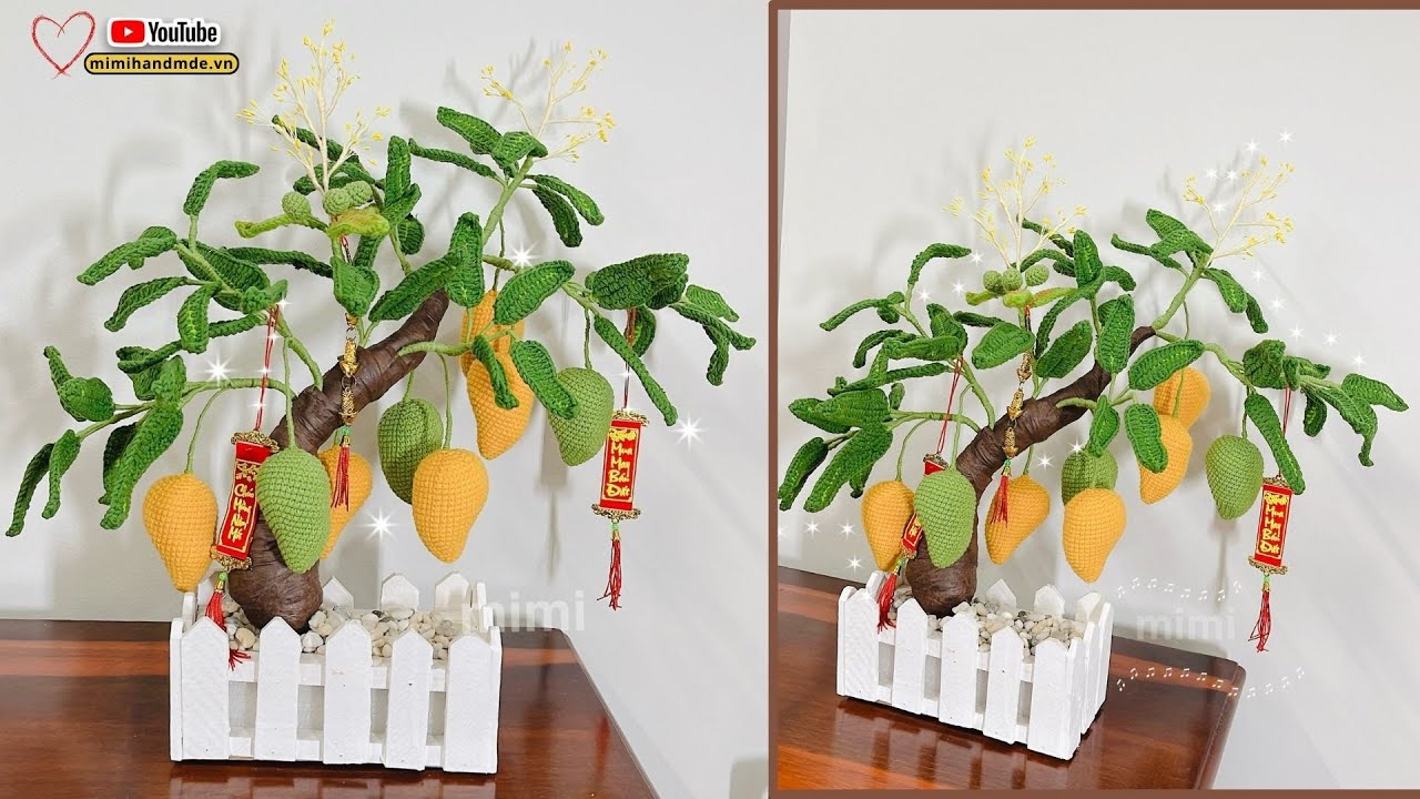 Hướng Dẫn Móc Chậu Xoài Bonsai Chưng Tết Siêu Đẹp 🌳 Crochet Tet Holiday | Mimi Handmade