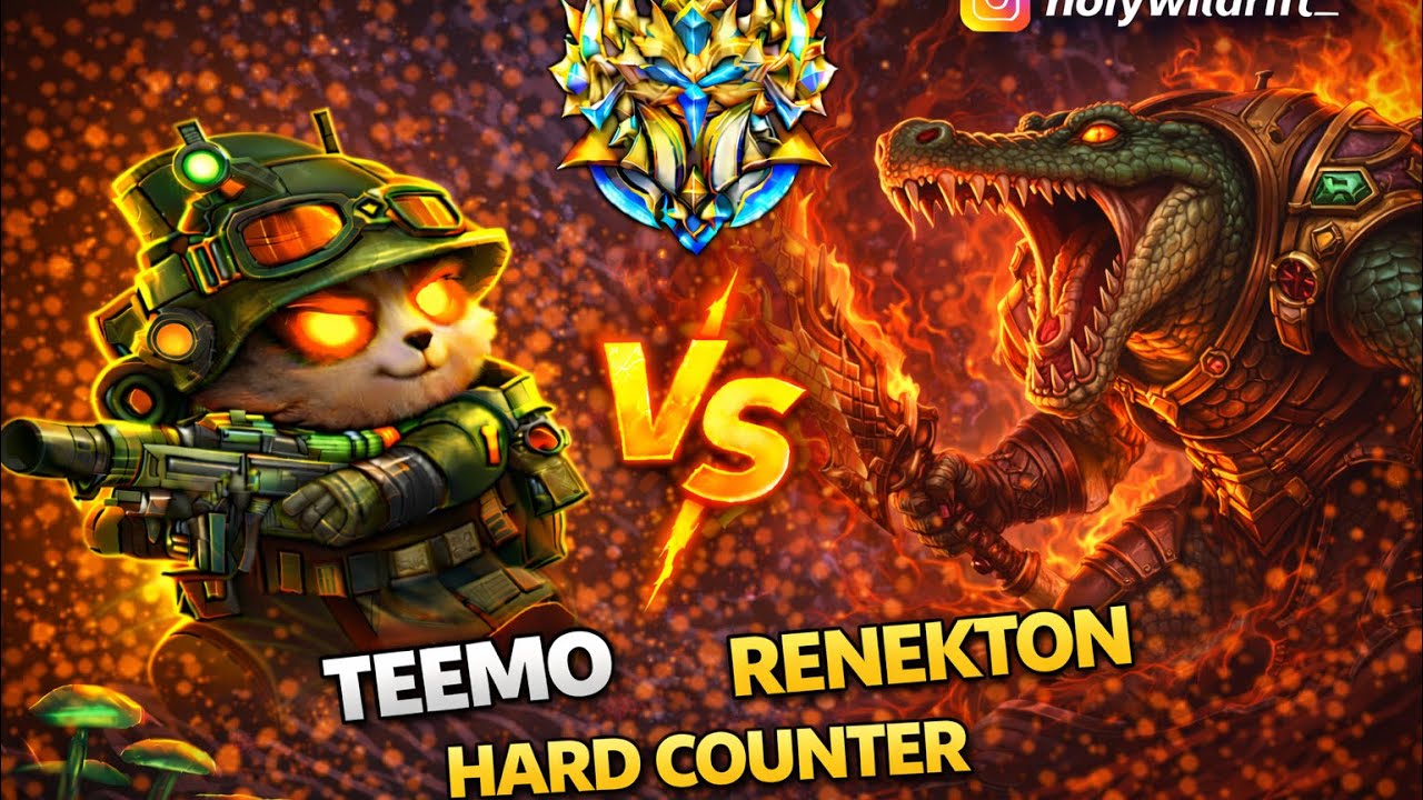 Rank 1 Teemo HARD COUNTERS Renekton Top Lane | Legendary Ranked 4K Wild Rift Gameplay NO CHANCE!