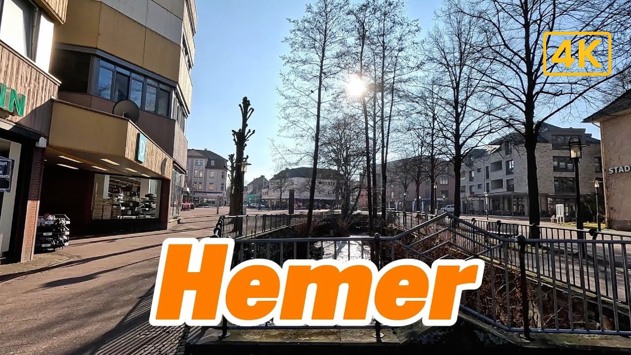 Hemer City Walk &ndash; Along the Hemerbach Stream & Town Center | 4K Germany