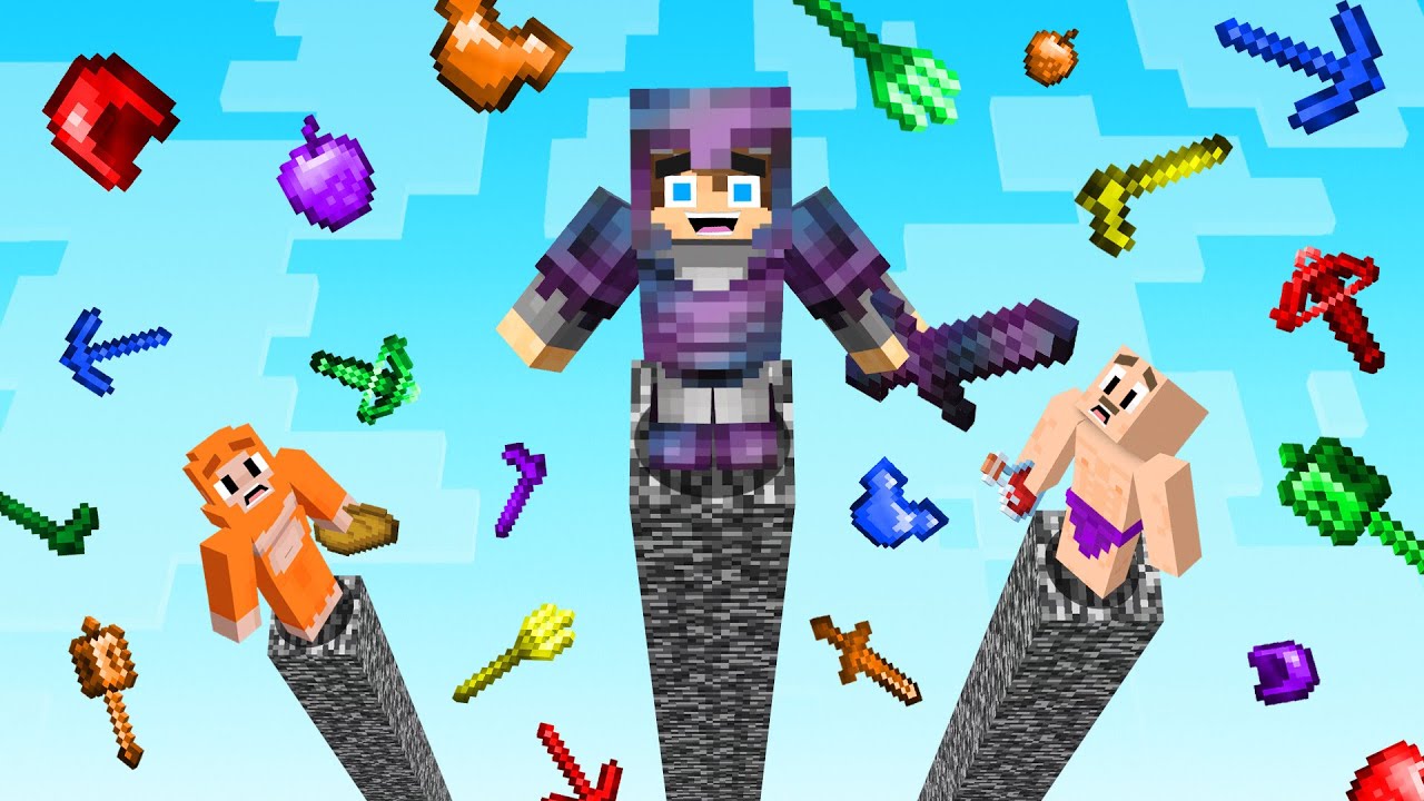 Minecraft Pillars, But It Rains OP Items