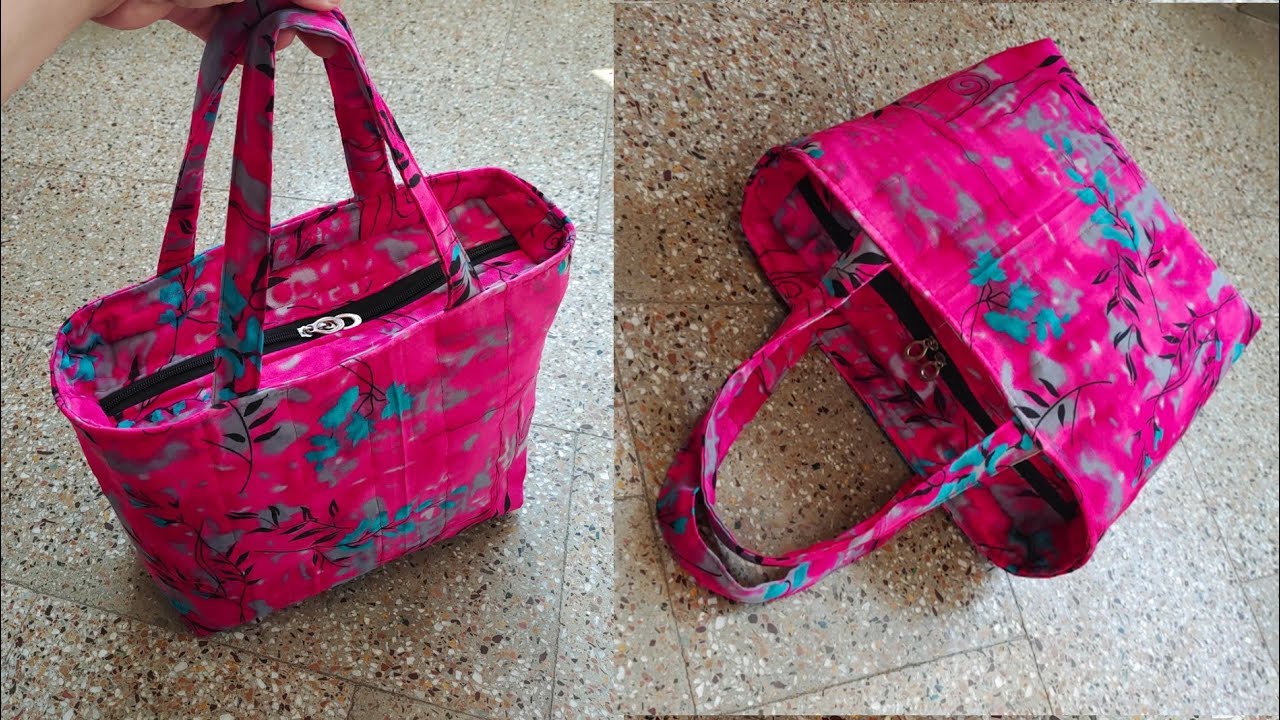 खुबसूरत शॉपिंग बैग आपको जरूर पसंद आएगी- Diy zipper handbag cutting and stitching-kavita tutorial Bag