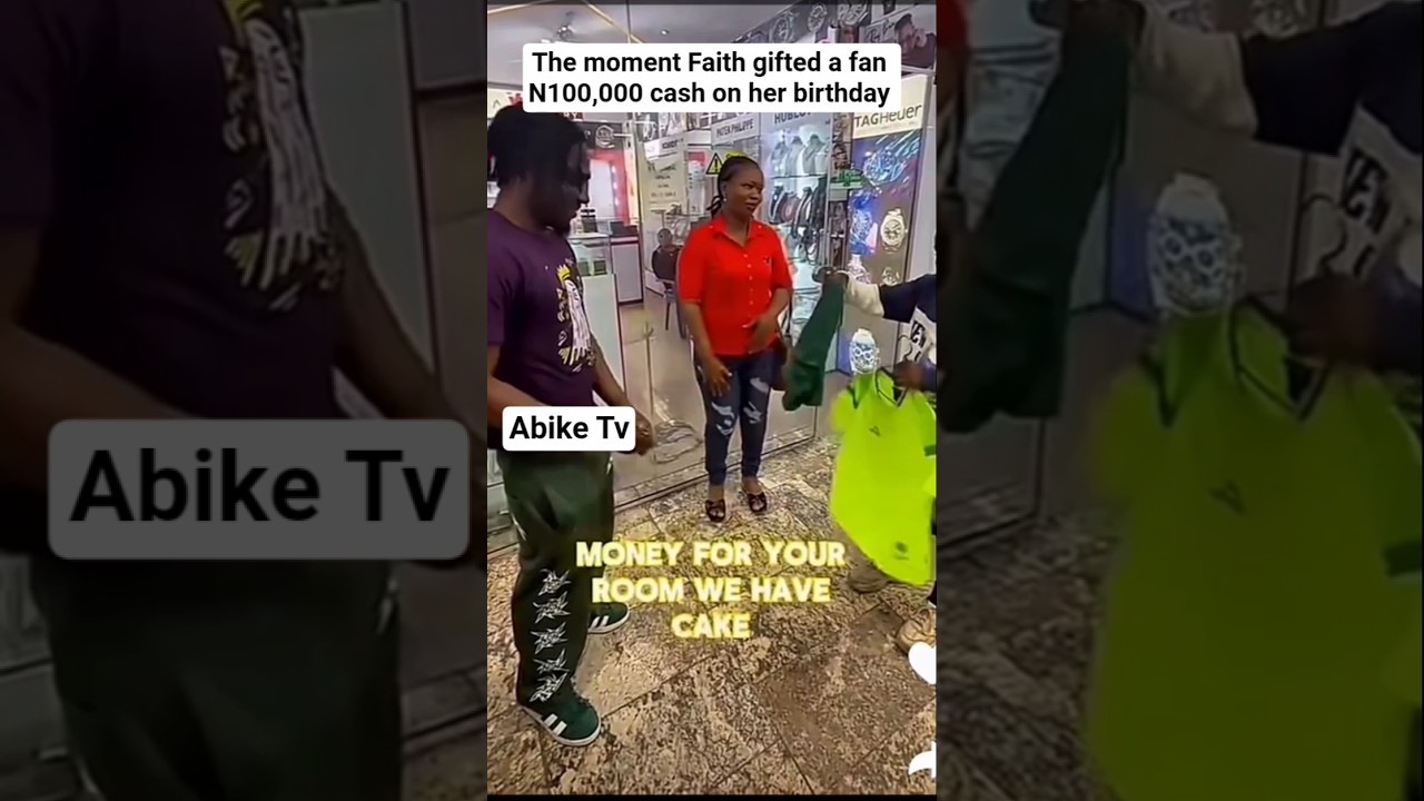 The moment Bbnaija Faith gifted a fan N100,000 cash on her birthday. 
