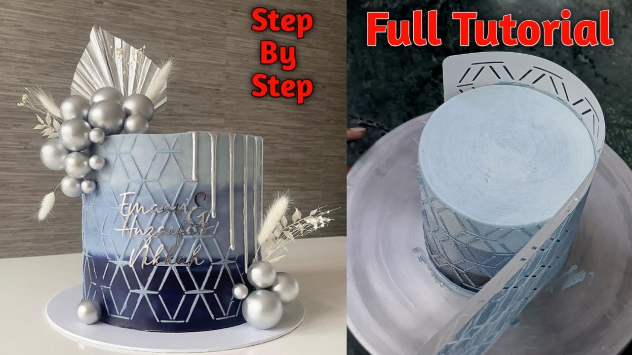 Stencil Cake Ideas | How To Use Stencil On Cake | Geometric Pattern Stencil Cake