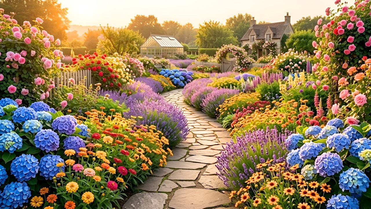 A paradise of breathtakingly beautiful flowers in full bloom | 4K HDR relaxing garden tour