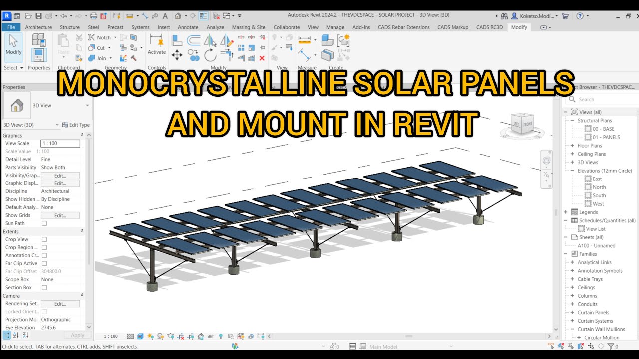 Monocrystalline Solar Panels and Mount in Revit