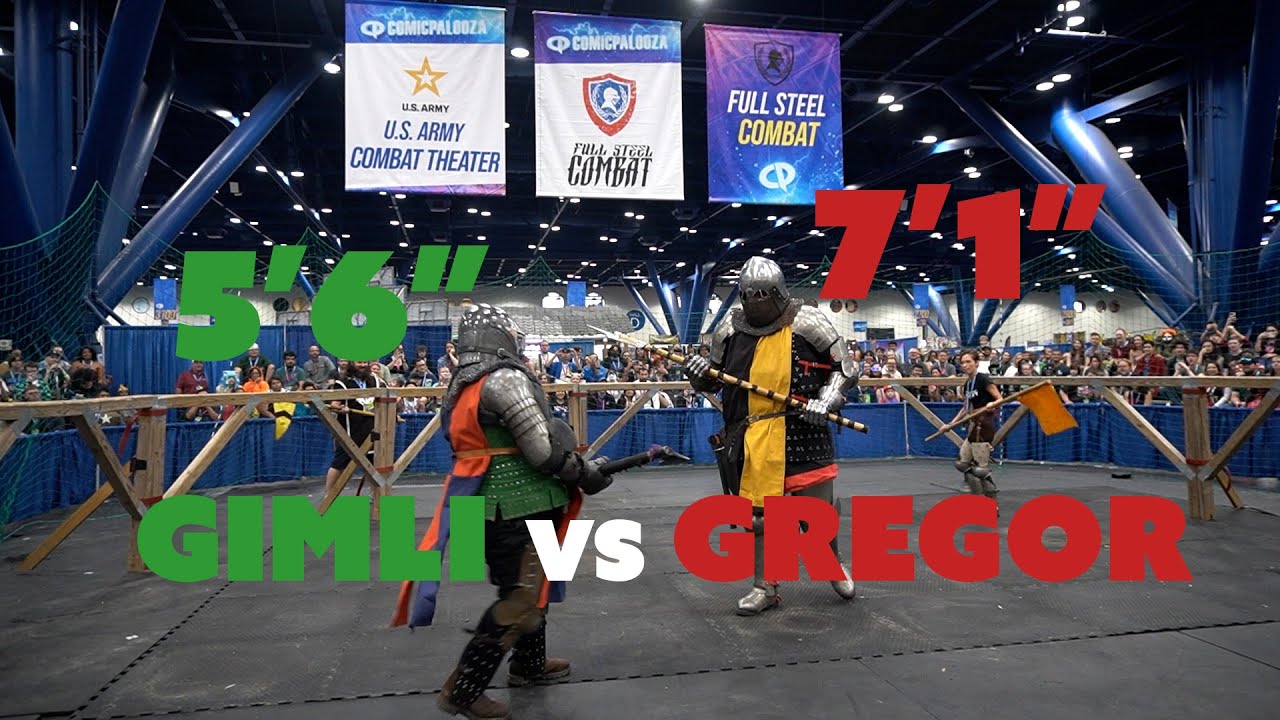 GIMLI FACES SIR GREGOR - Comicpalooza Saturday #2 Fights - Full Steel Combat #buhurt #armoredcombat
