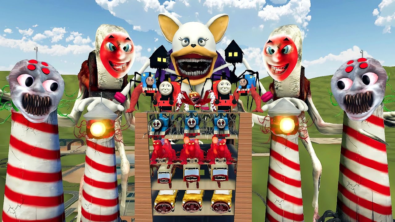 ALL MONSTERS Big & Small: House Head Family, Cursed Thomas, Bus Eater, Lighthouse Monster in Gmod!??